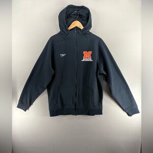 Speedo Men Hoodie Full ZIP Size Large Black Middies Swimming Logo